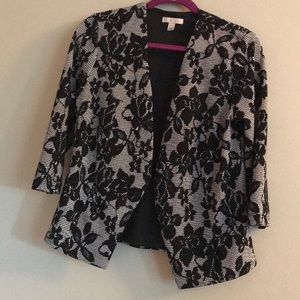 Black and white floral blazer style jacket